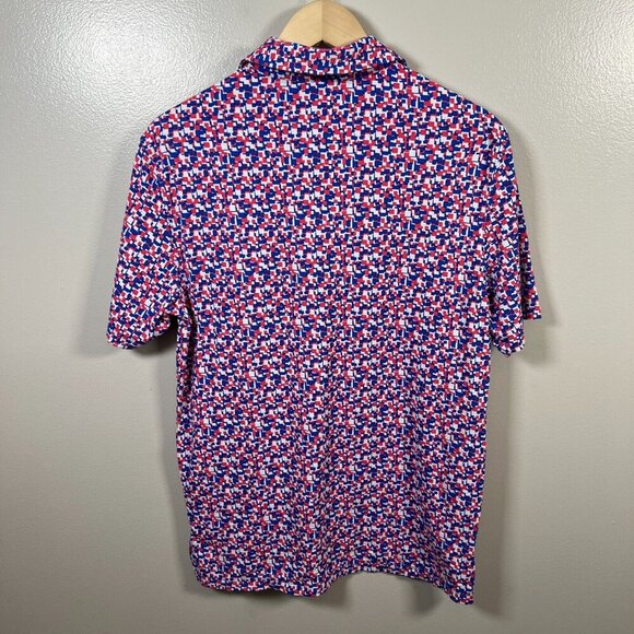 IBKul Chaos Short Sleeve Polo Mens Size Small Blue Pink Golf Cooling Active - Picture 2 of 9